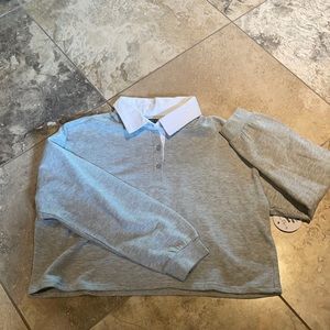 Crop collared sweatshirt